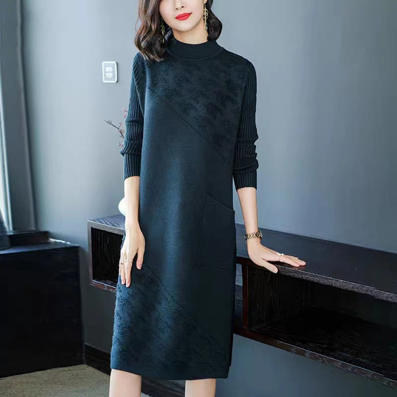 Knitted Dress Women's Bottoming Shirt Inner Wear Woolen Skirt