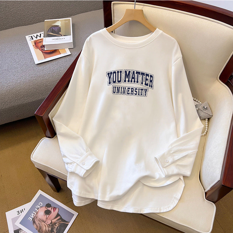 Spring And Autumn Bandage Dress Cotton Base Shirt Mid-length