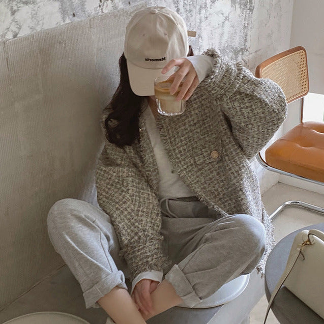 Tweed Short Jacket Women's All-match Jacket Thin Section