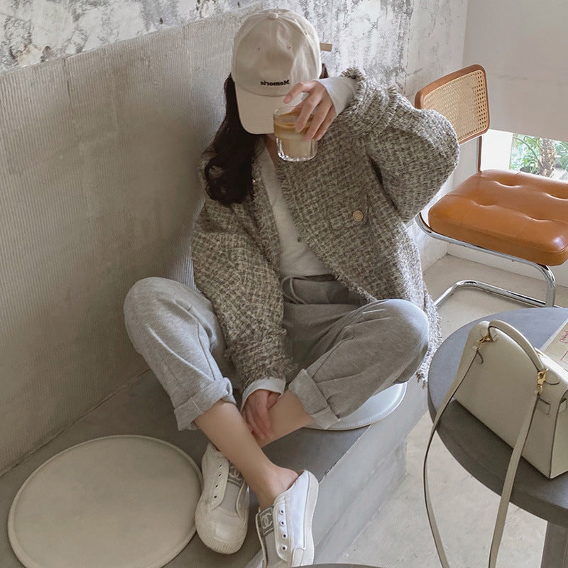 Tweed Short Jacket Women's All-match Jacket Thin Section