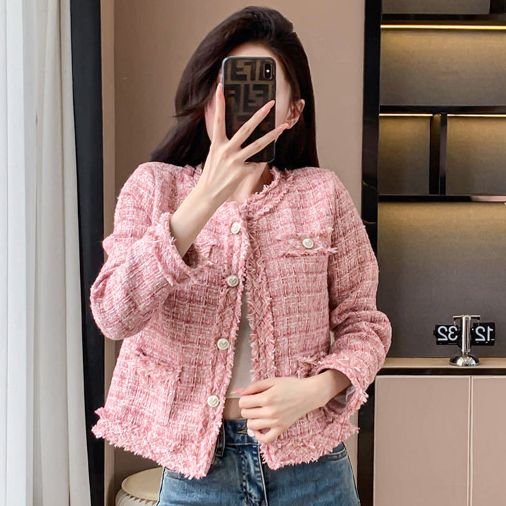 Classic Style Tweed Cardigan Coat For Women