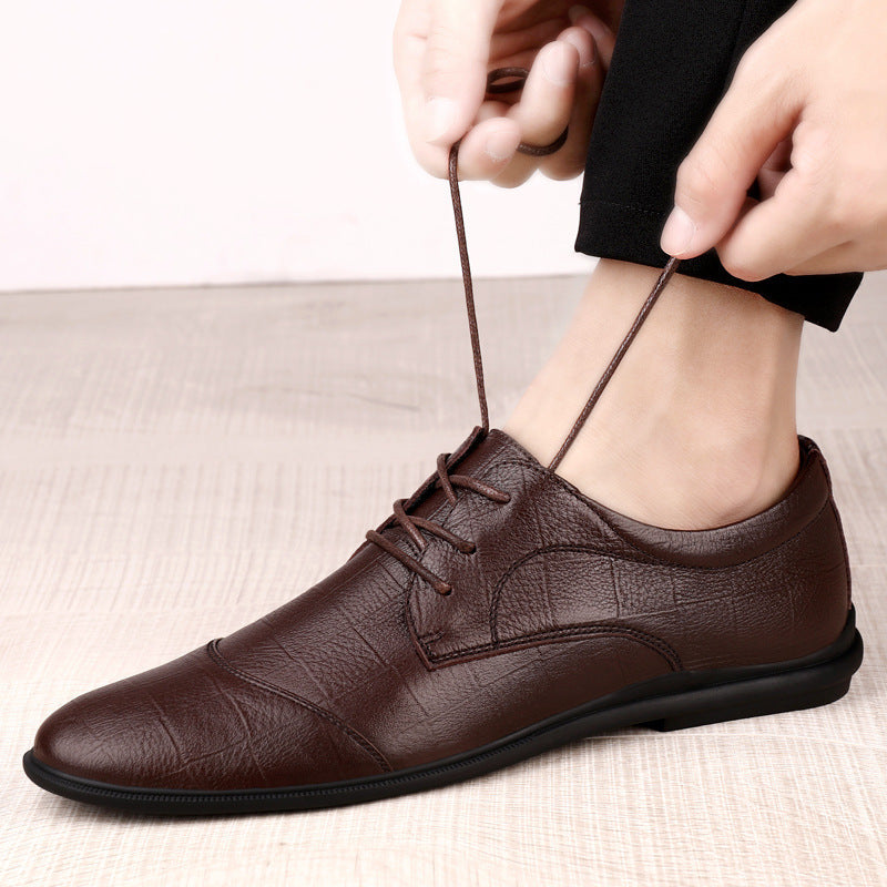 Casual Lace-up Head Layer Cowhide Men's Shoes