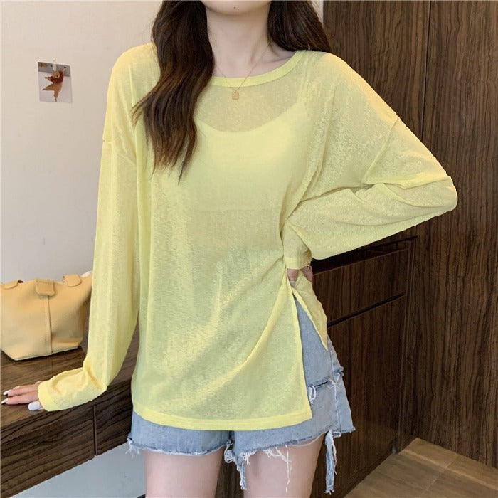 Thin Micro-transparent Split Sun Protection Long Sleeve