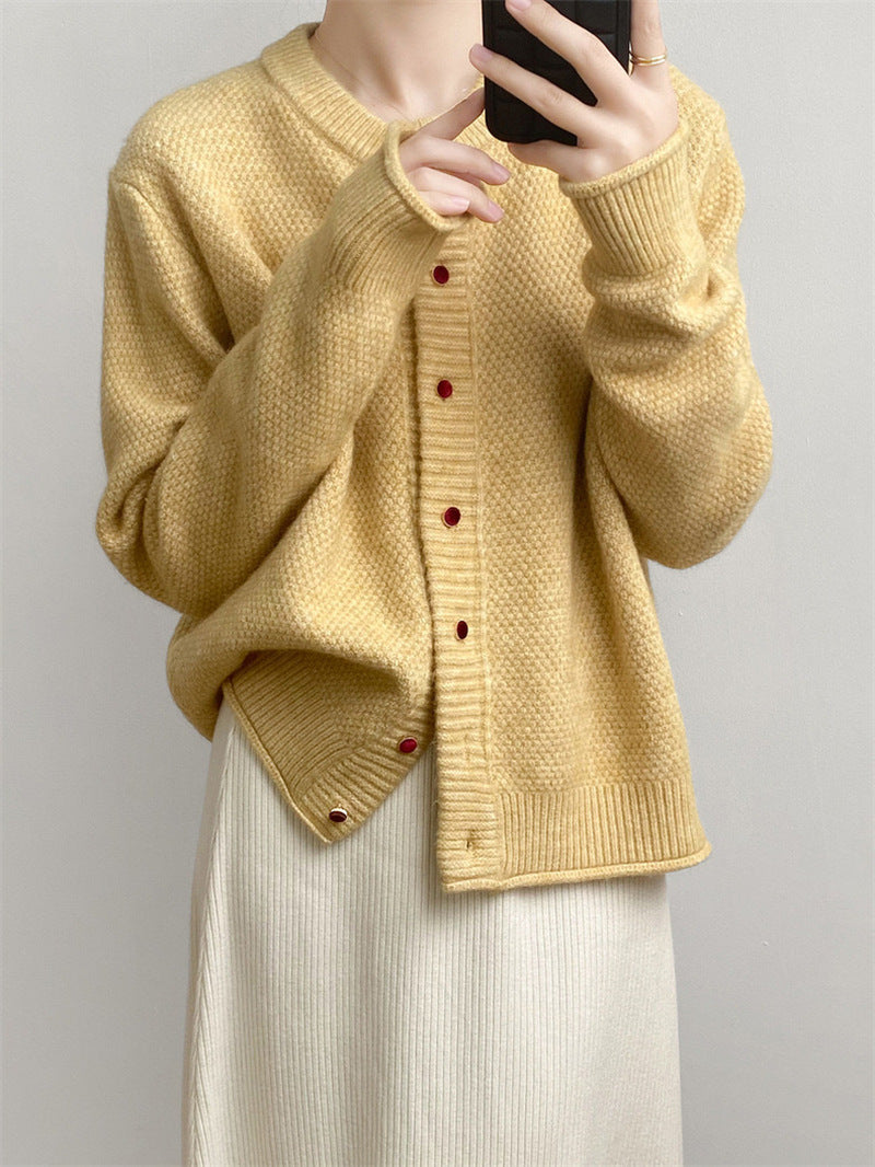 All-matching Short Round Neck Knitted Coat Top