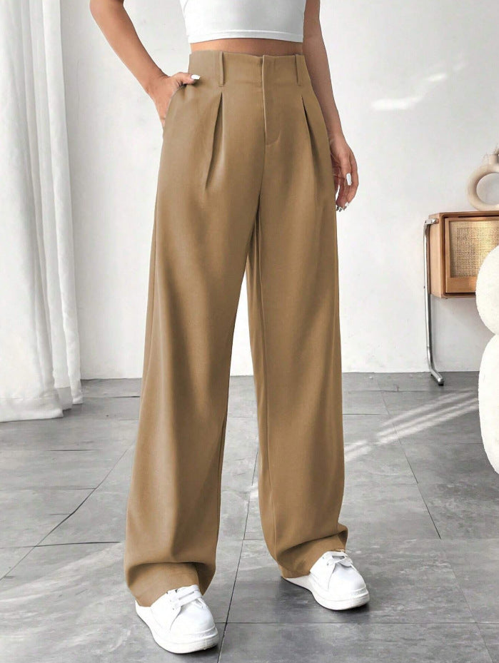 Autumn And Winter High Waist All-matching Wide Leg Leisure Suit Pants For Women