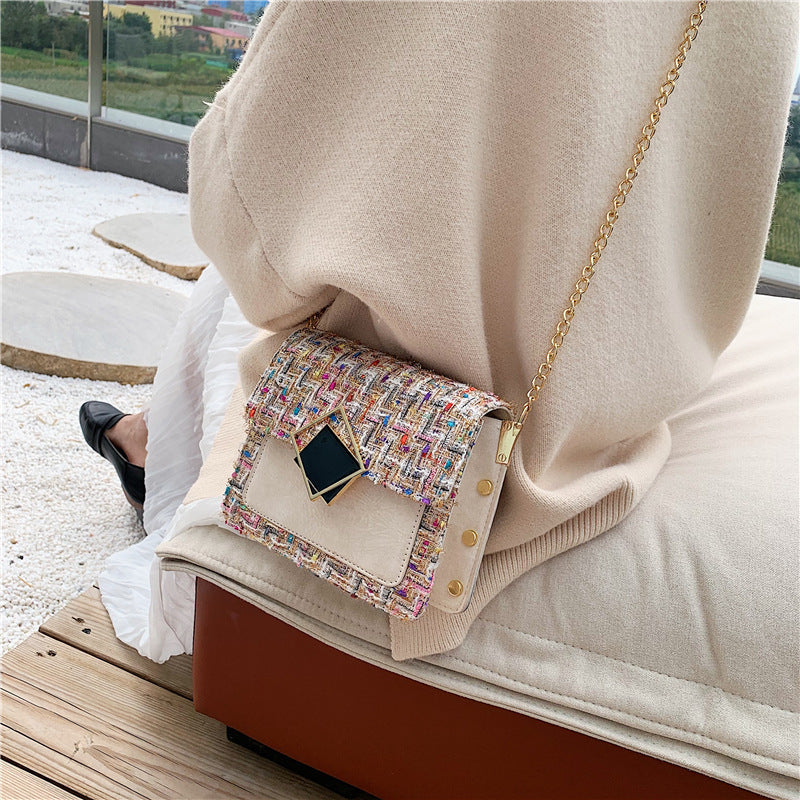Woolen fashion simple messenger bag female chain bag