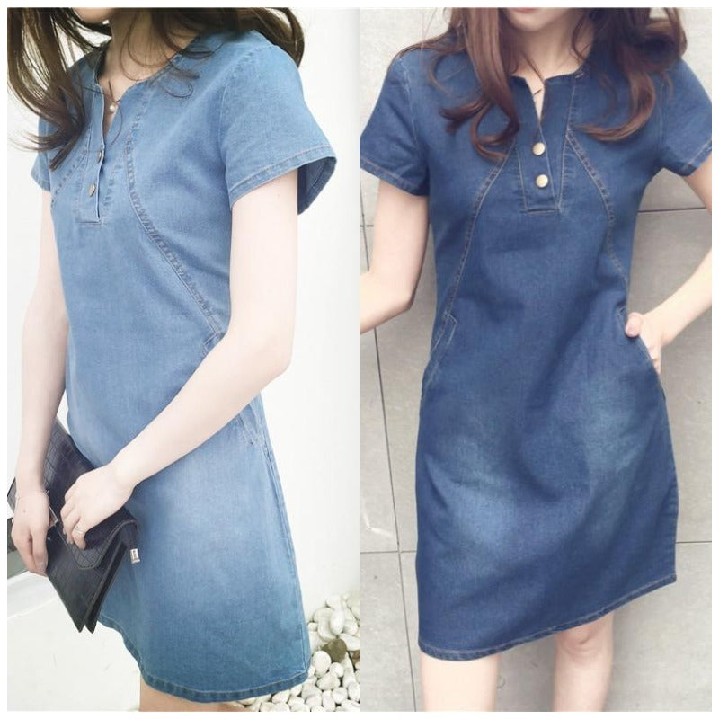 Women's Casual Mid-length Denim Dress