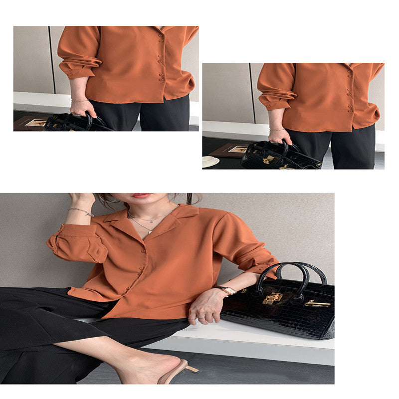 Korean Chiffon Shirt Lady Temperament Design Niche