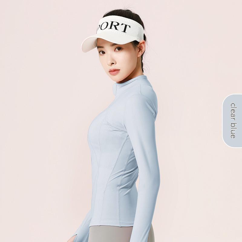 Yoga Clothes Sports Jacket Nylon Long Sleeve Stand Collar Zipper Running Fitness Clothes