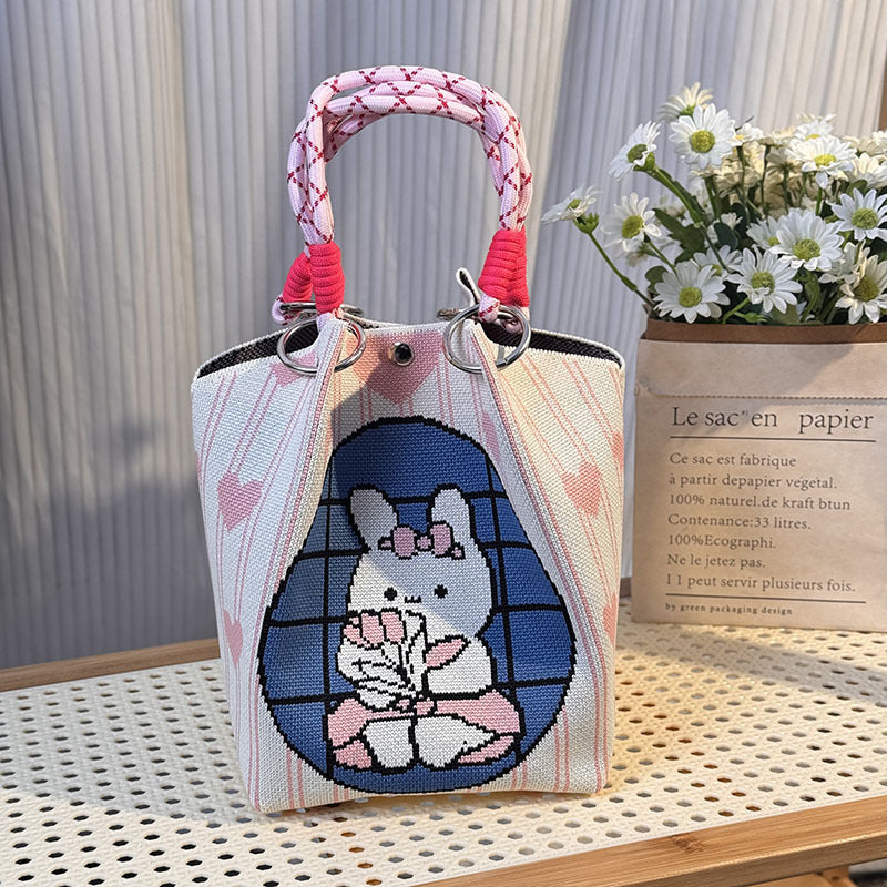 Knitted Buckle Bag Portable Large Capacity