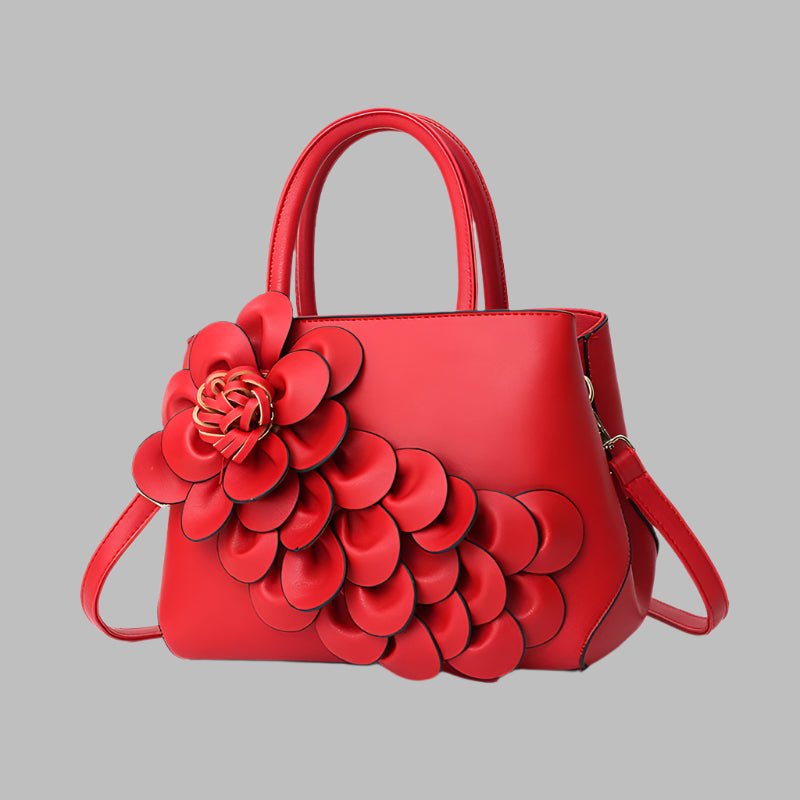 PU leather flower portable shoulder bag
