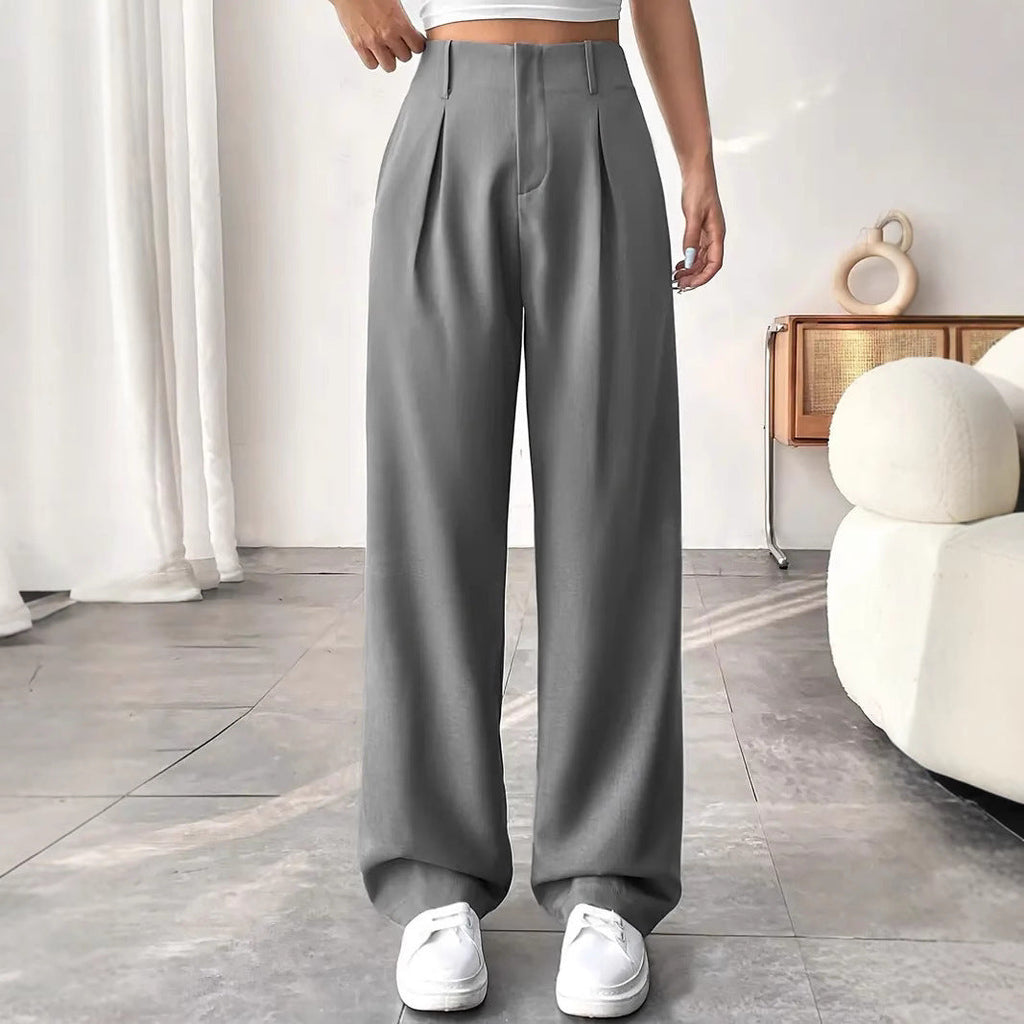 Autumn And Winter High Waist All-matching Wide Leg Leisure Suit Pants For Women