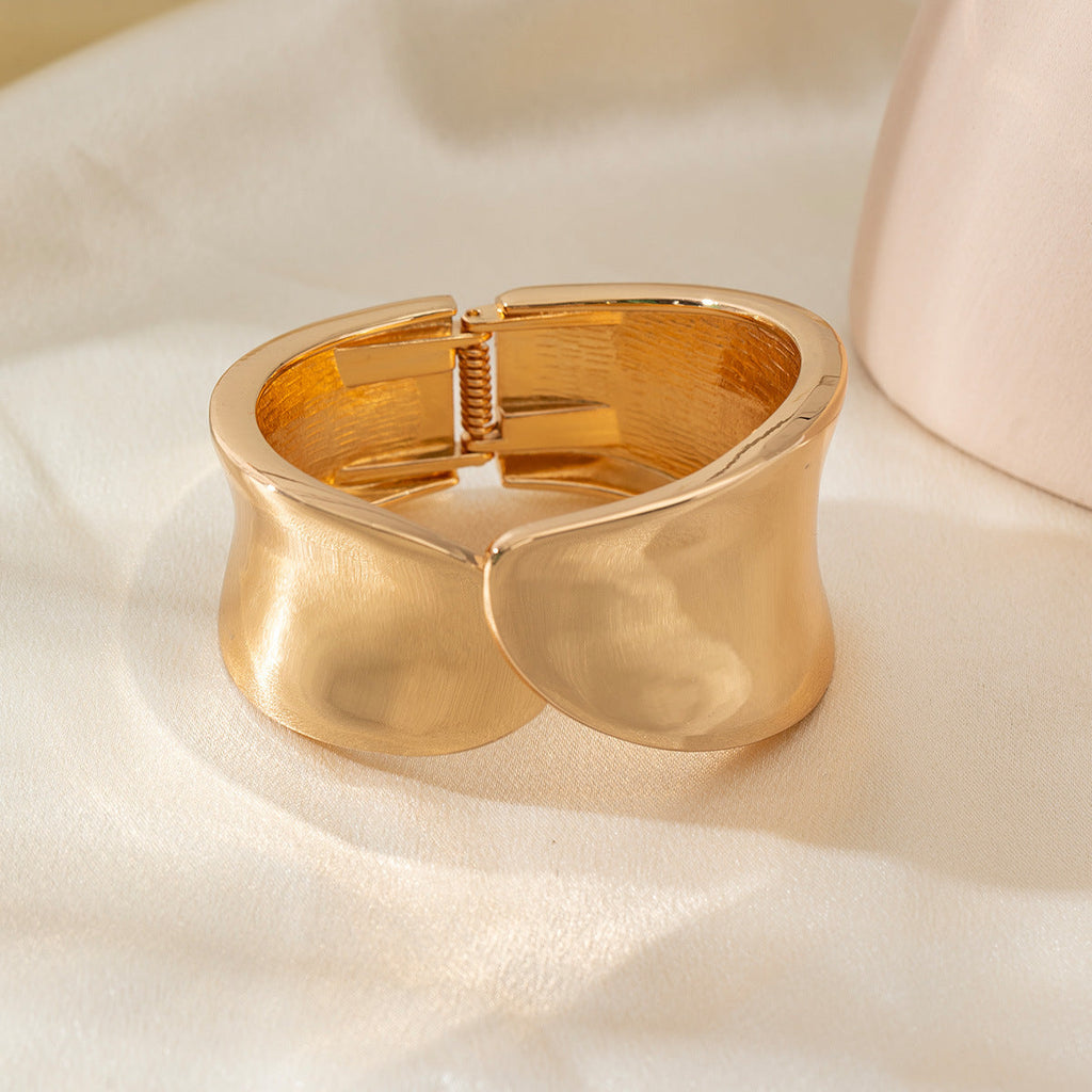 Personalized Hammered Irregular Gold Bracelet For Women