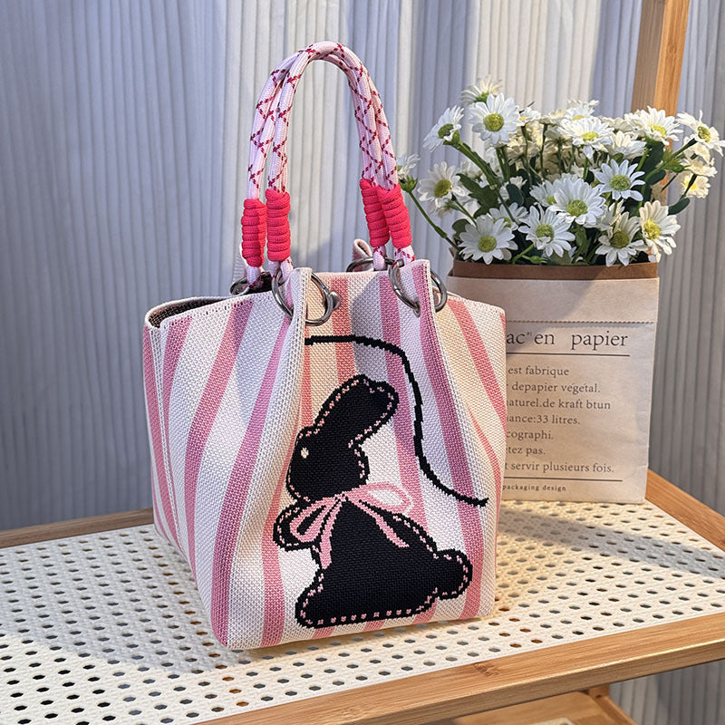 Knitted Buckle Bag Portable Large Capacity