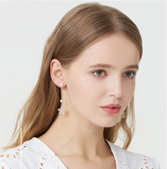 Feminine Long Tassel Pierced Ear Clip Earrings