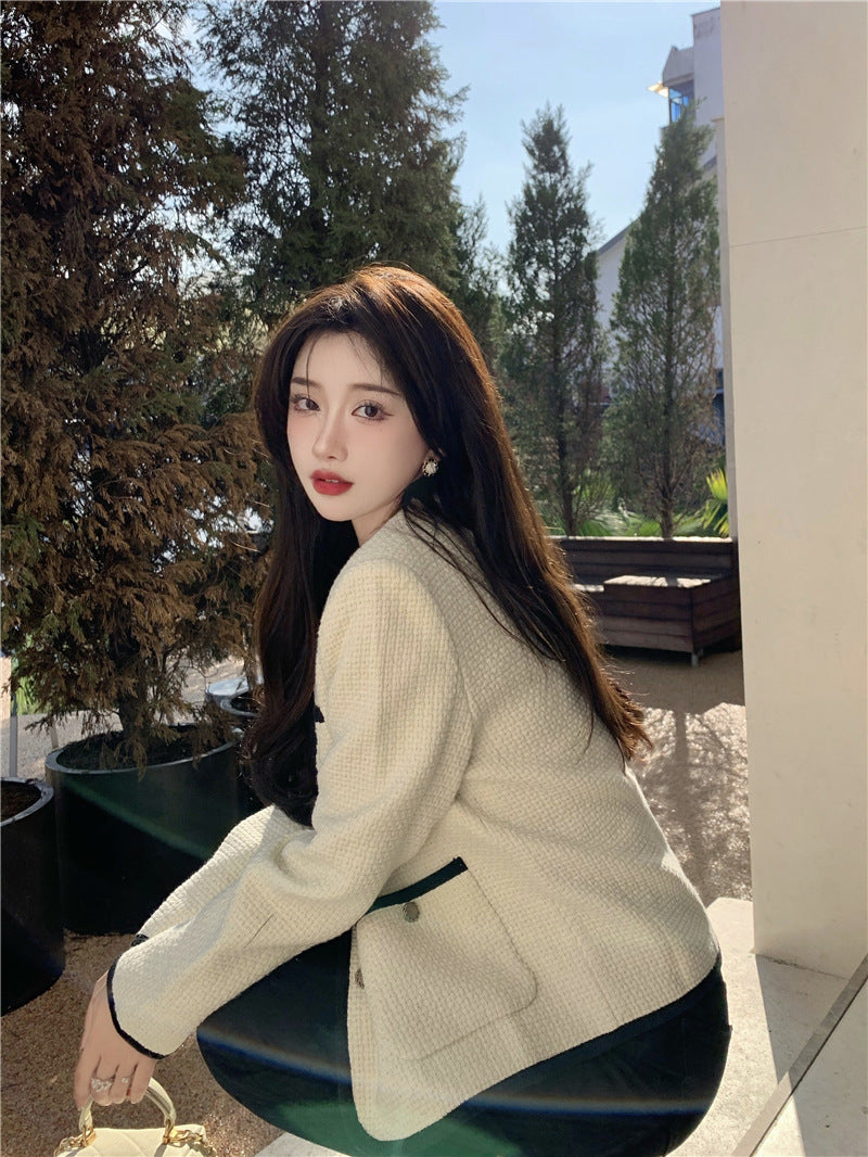 Fashion Ladies French Tweed Top Short Jacket