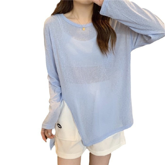 Thin Micro-transparent Split Sun Protection Long Sleeve