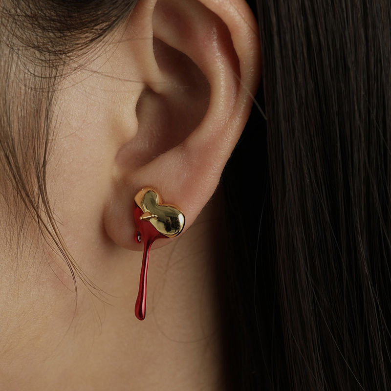 Small Melting Tears Love Blood Stud Earrings