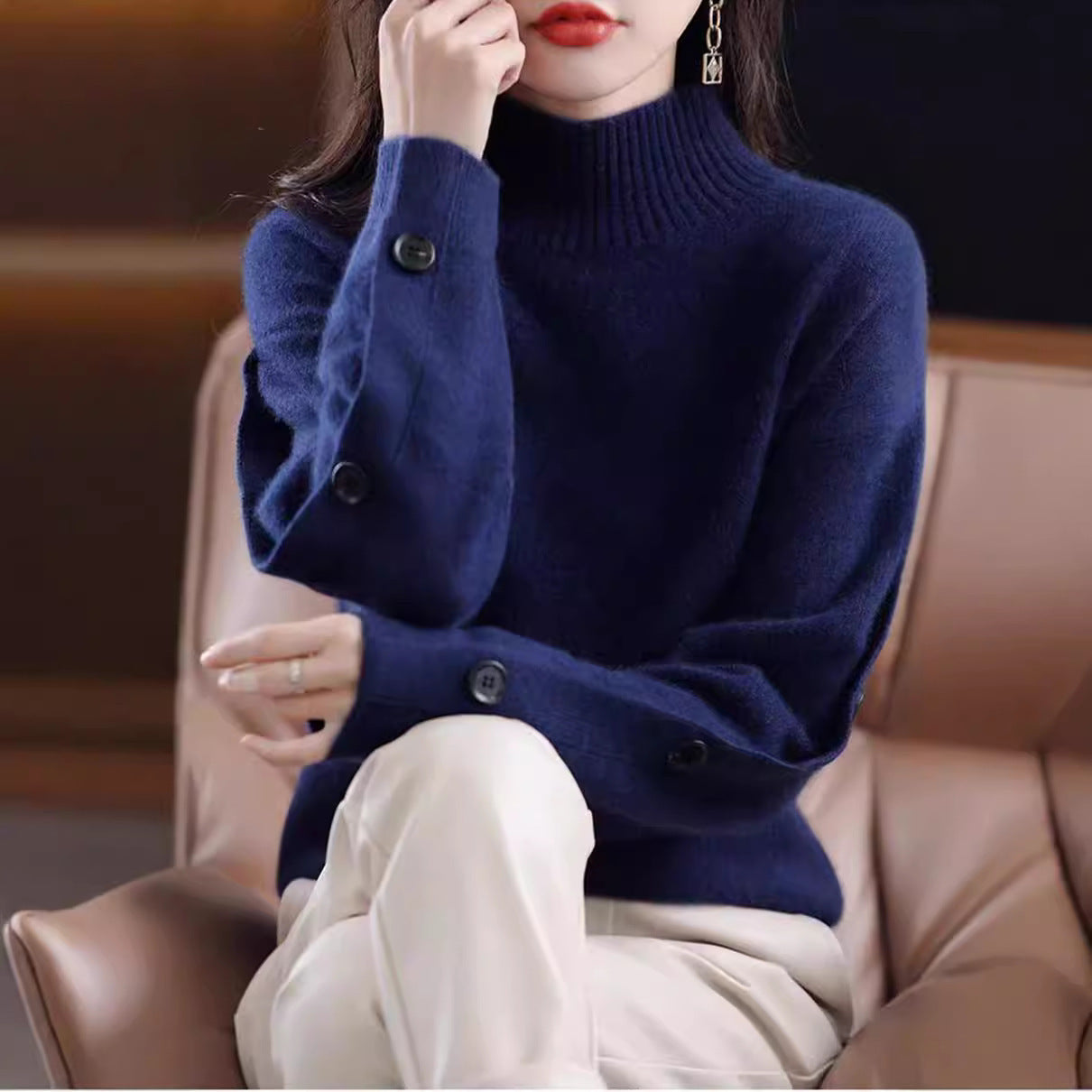 Half Turtleneck Bottoming Sweater For Women