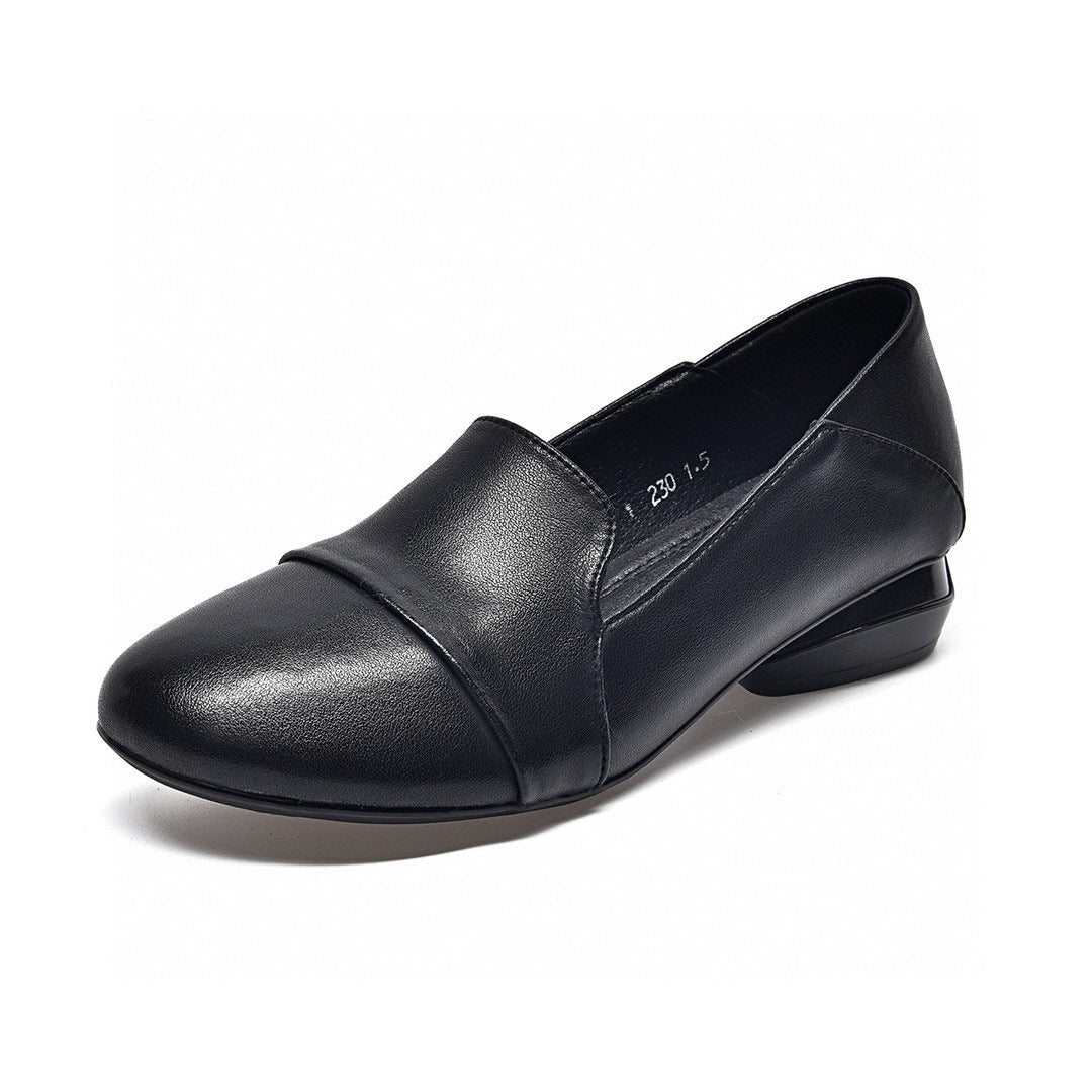 Simple Temperament Low Heel Round Toe Flats