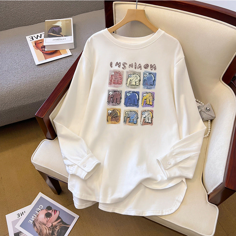 Spring And Autumn Bandage Dress Cotton Base Shirt Mid-length