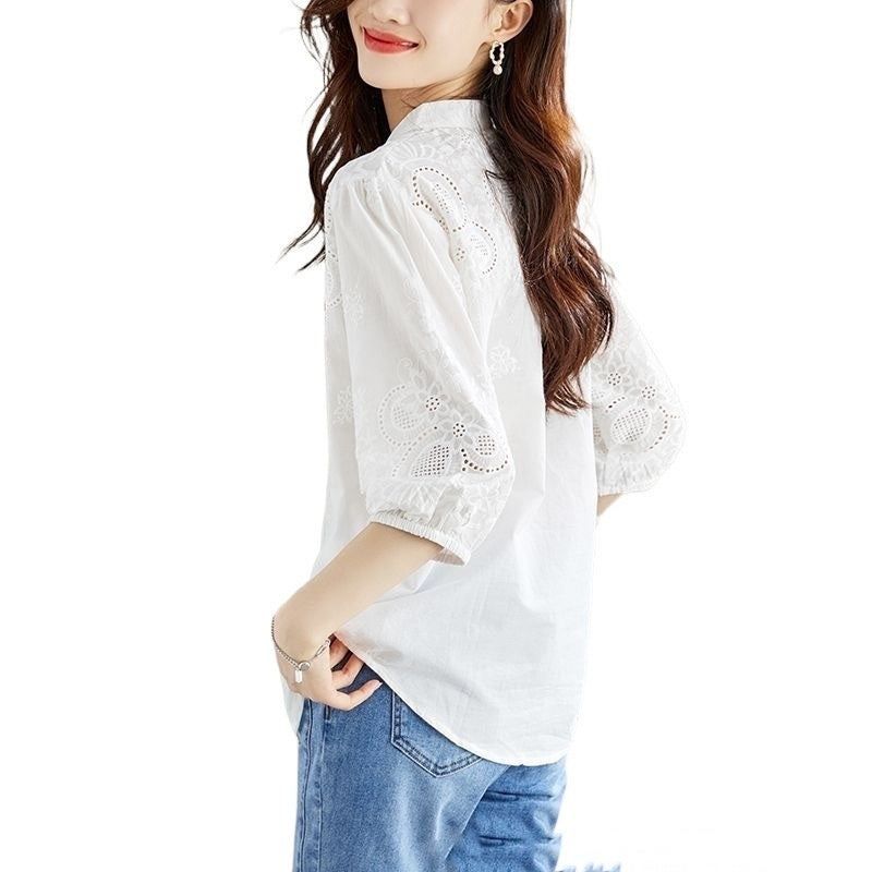Sweet Temperament Top Urban Style Versatile Embroidery Shirt