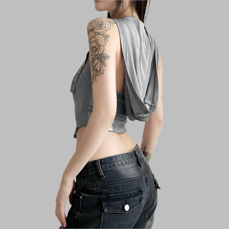 Women's Solid Color Slim Fit Fashion Hooded Halterneck Vest Women