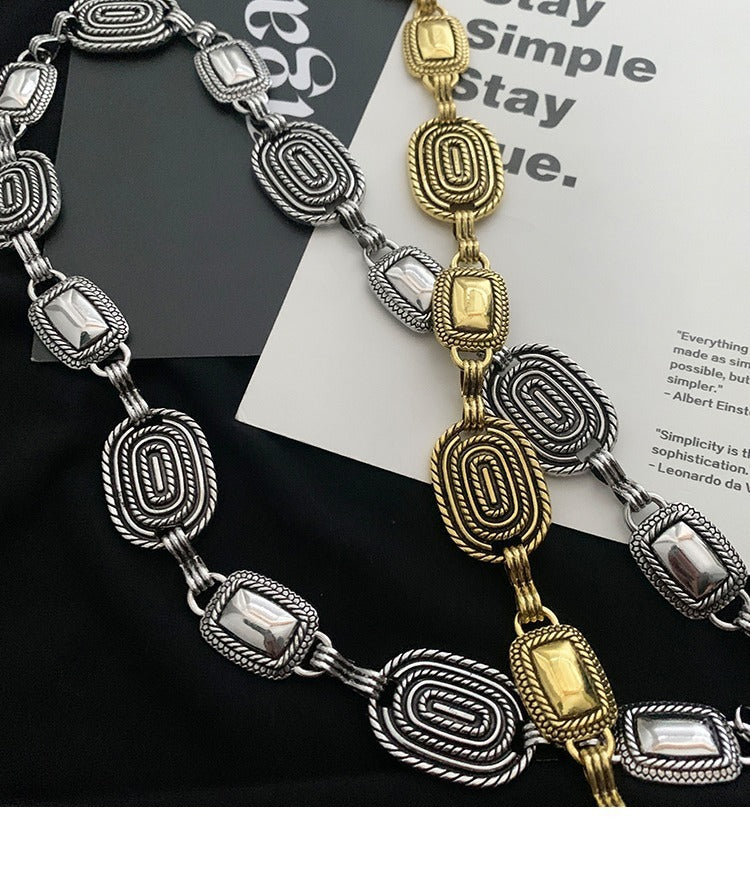 Retro Multi-element Ethnic Style Carved Chain Niche Modified Waist