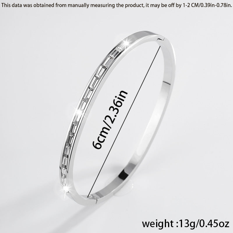 All-matching New Non-fading Diamond-embedded Stainless Steel Bracelet For Women