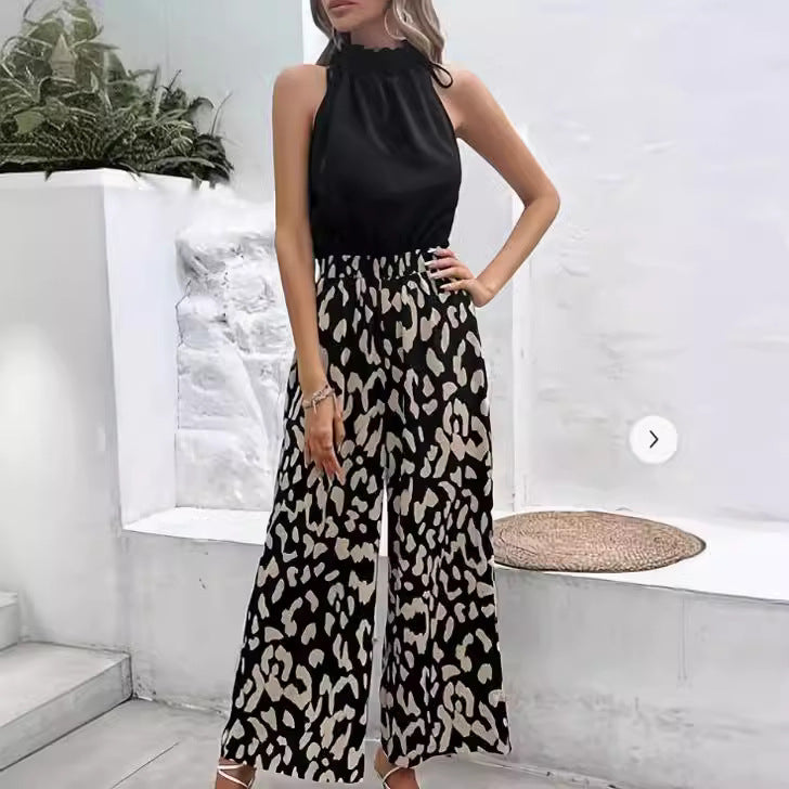 Women's Printed Casual Elastic Loose Straight-leg Pants