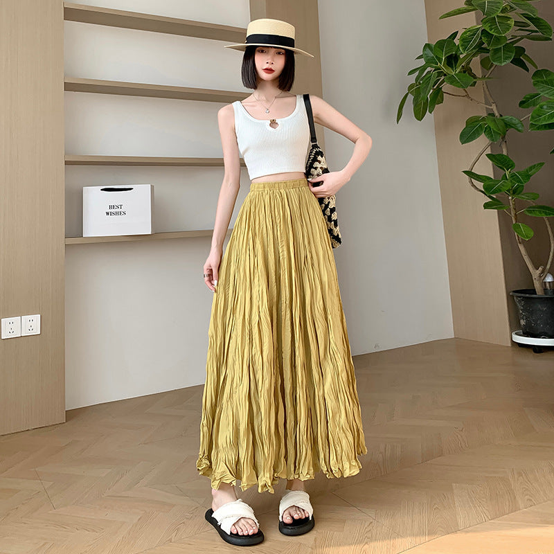 Fashion Skirt Women's Mid-length Pleated All-match Dress