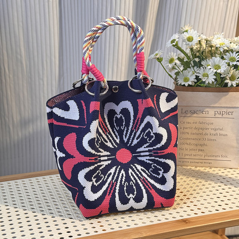 Knitted Buckle Bag Portable Large Capacity