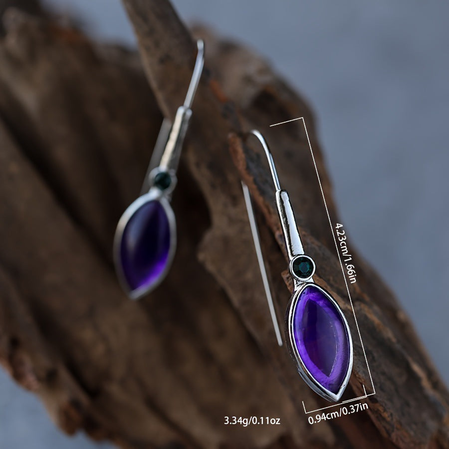 Vintage Horse Eye Amethyst Earrings For Women