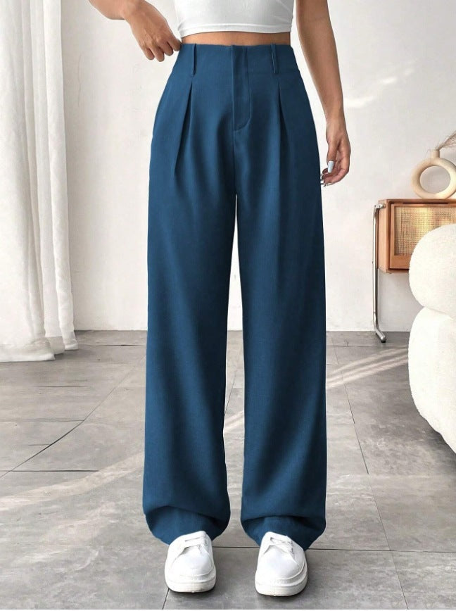 Autumn And Winter High Waist All-matching Wide Leg Leisure Suit Pants For Women