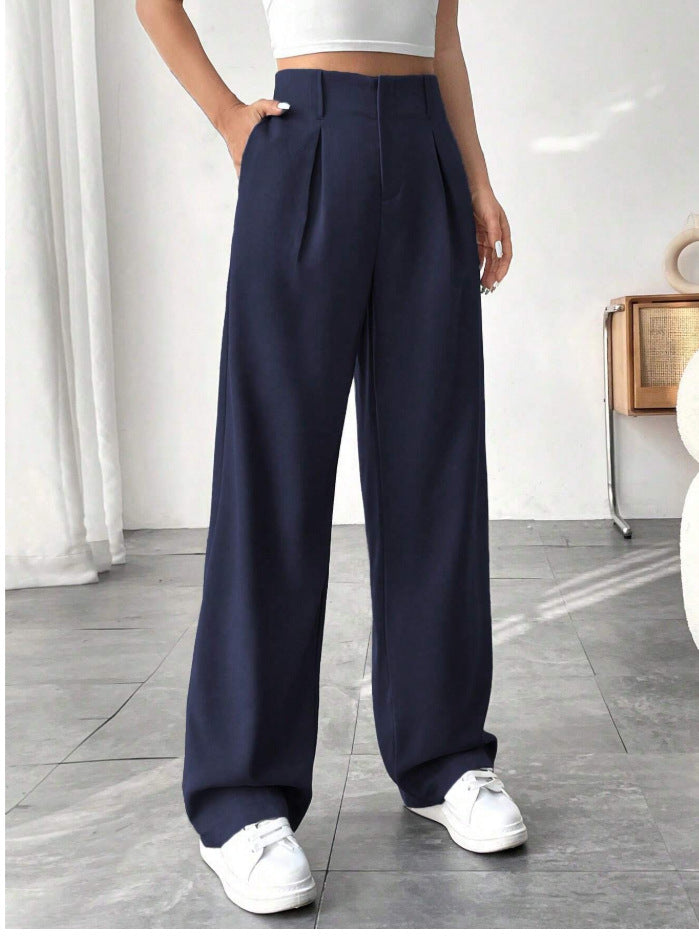 Autumn And Winter High Waist All-matching Wide Leg Leisure Suit Pants For Women