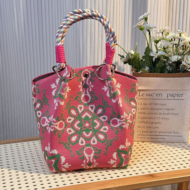 Knitted Buckle Bag Portable Large Capacity