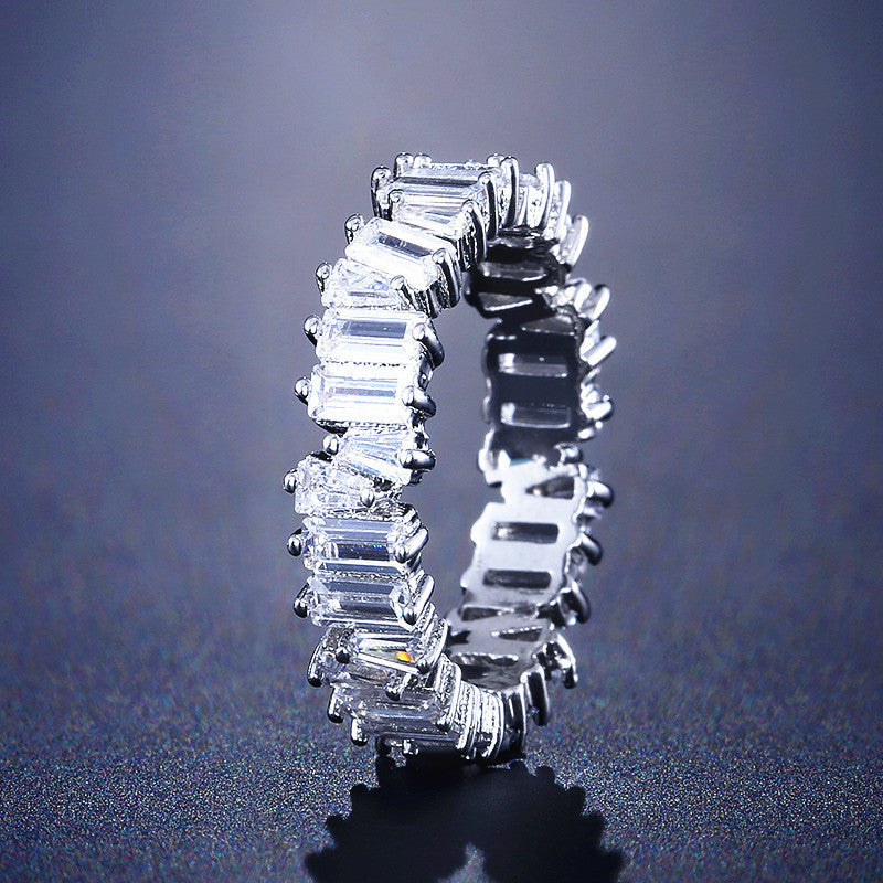 Copper Inlaid AAA Grade Color Zircon Ring For Women