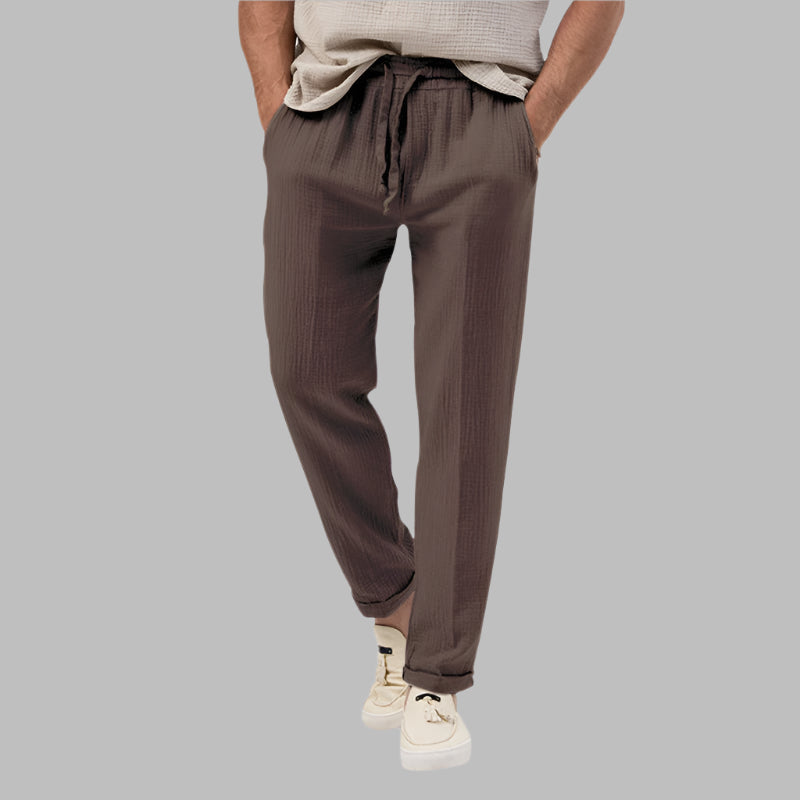 Summer Men's Breathable Solid Color Trousers Plus Size Loose Casual Pants