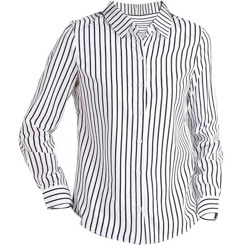 Striped Shirt Women's Long Sleeve Commute Slim-fit Design Sense