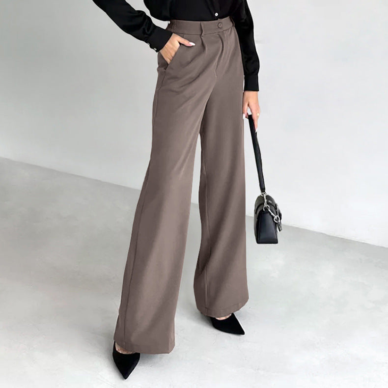 Women's Pure Color Temperament All-matching Casual Trousers