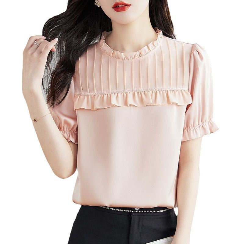 Western Style Beautiful Chiffon Shirt Spring And Summer Loose Design Comfortable Chic Small Shirt Top Women