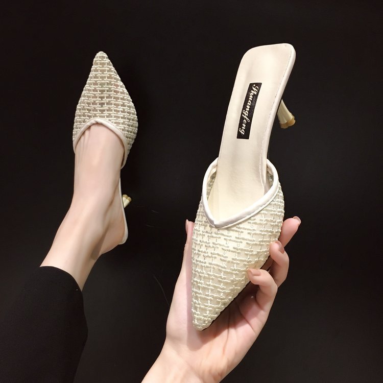 Women's Pointed Mid-heel Sandals And Slippers