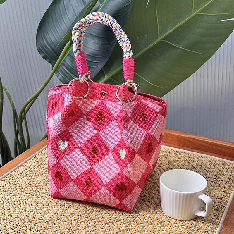 Knitted Buckle Bag Portable Large Capacity