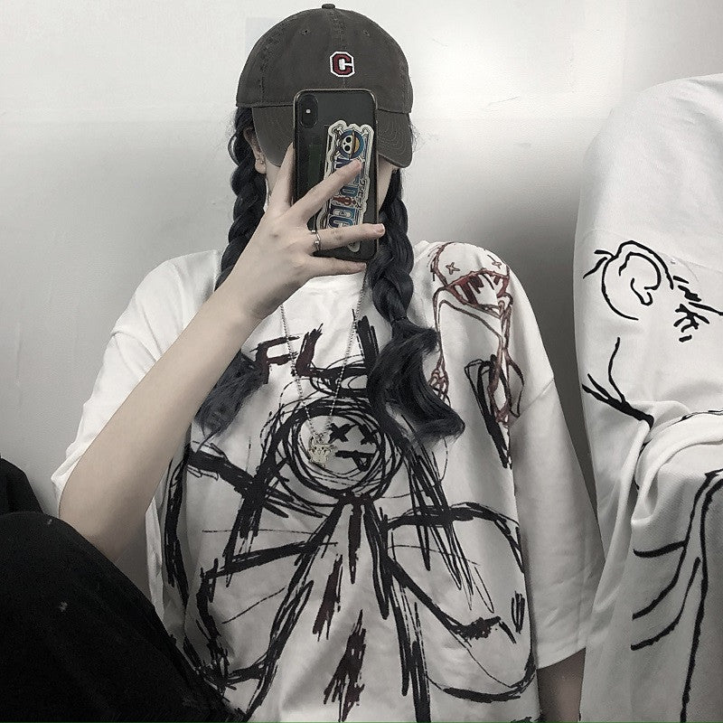 Women's Retro Graffiti Personality Printed Bottoming Top