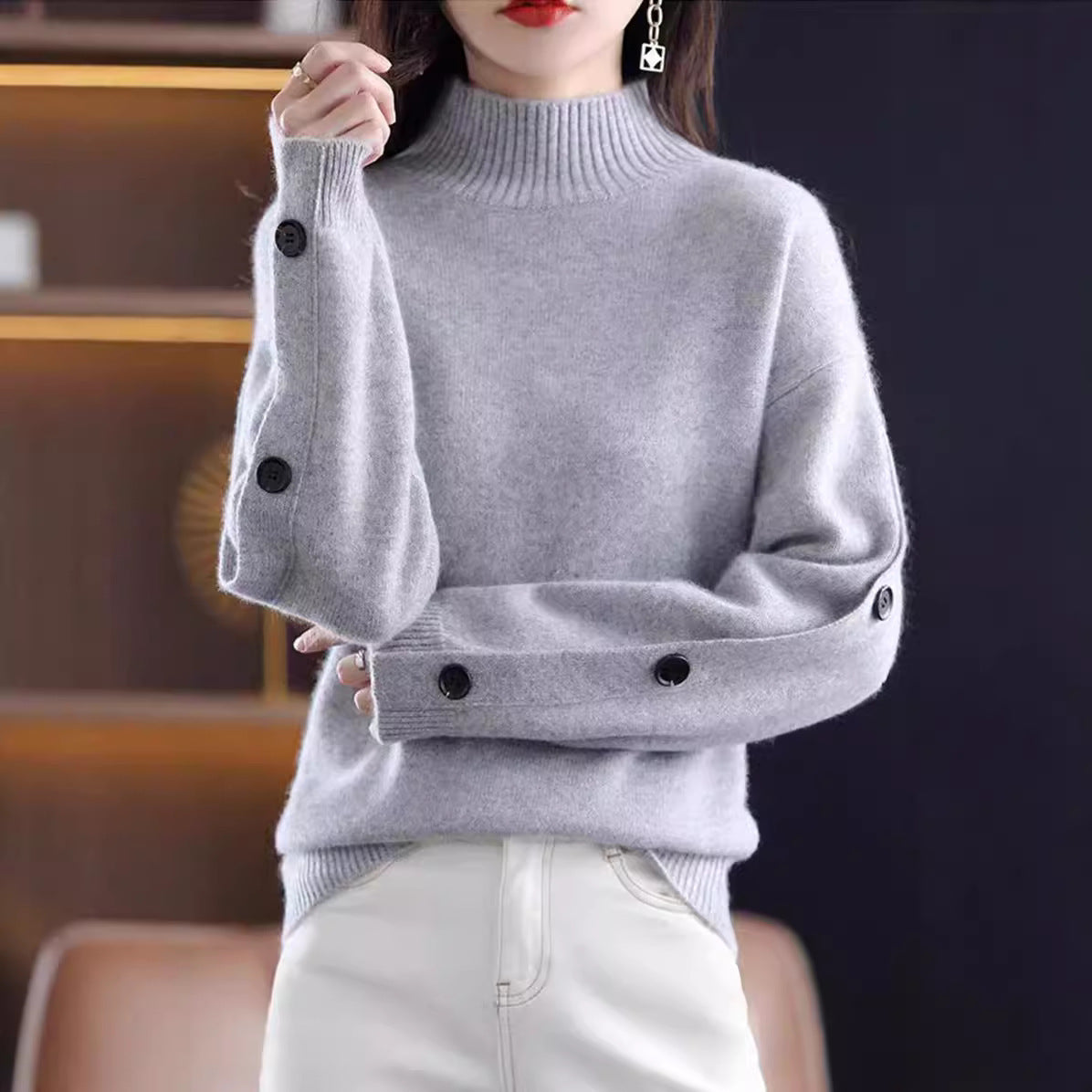 Half Turtleneck Bottoming Sweater For Women