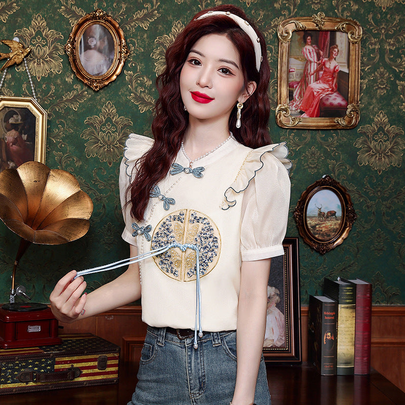 Summer New Chinese Style Shirt National Style Short Sleeve