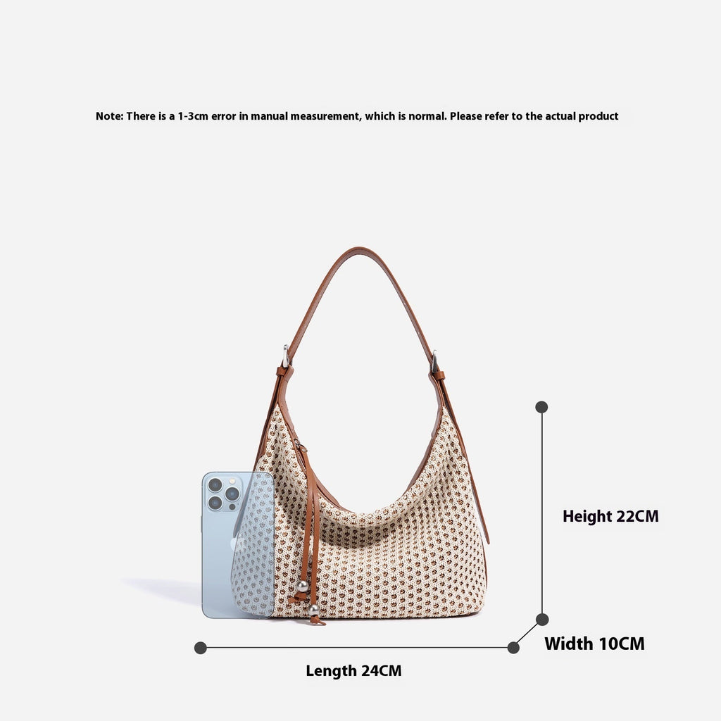 Fashion Retro Straw Woven Dumpling Bag Versatile Large Capacity Shoulder Bag