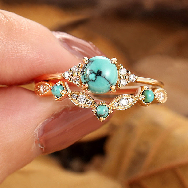 European And American Style Ring Women's Retro Turquoise
