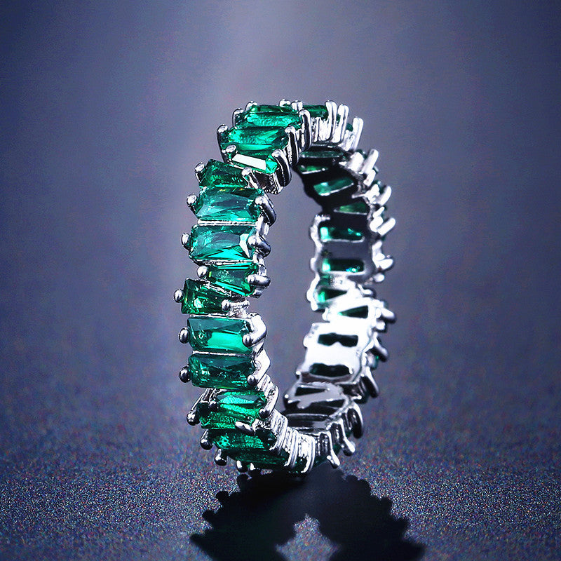 Copper Inlaid AAA Grade Color Zircon Ring For Women