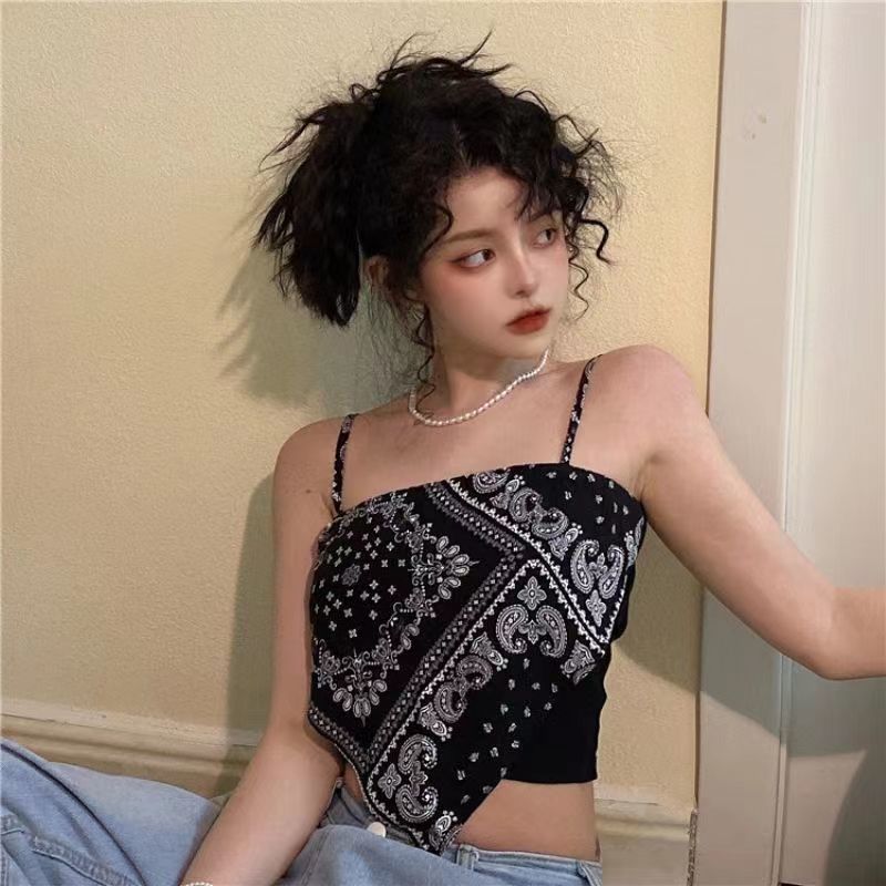 Buckle Stand Collar Texture Irregular Hem Slimming Lace Up High Waist Hot Girl Short T-shirt